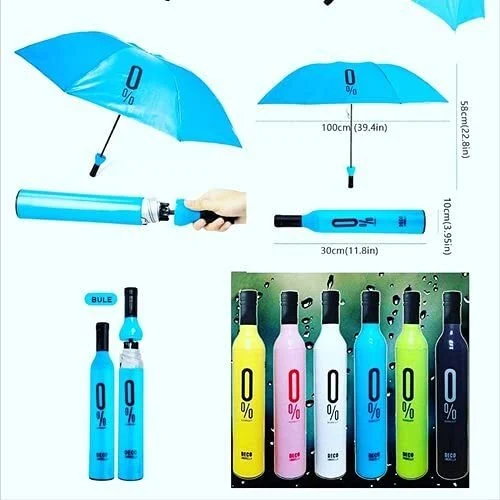 Folding Portable Umbrella with Bottle for UV Protection & Rain Umbrella Mini Travel (Surprise color)