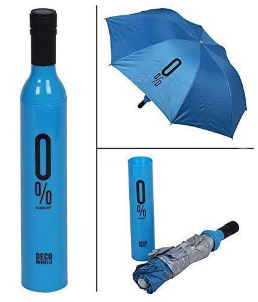 Folding Portable Umbrella with Bottle for UV Protection & Rain Umbrella Mini Travel (Surprise color)