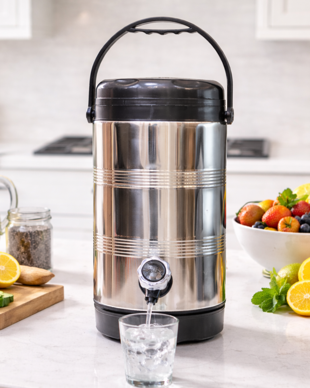 Portable Stainless Steel Alkaline Water Jar Camper Bottled Water Dispenser