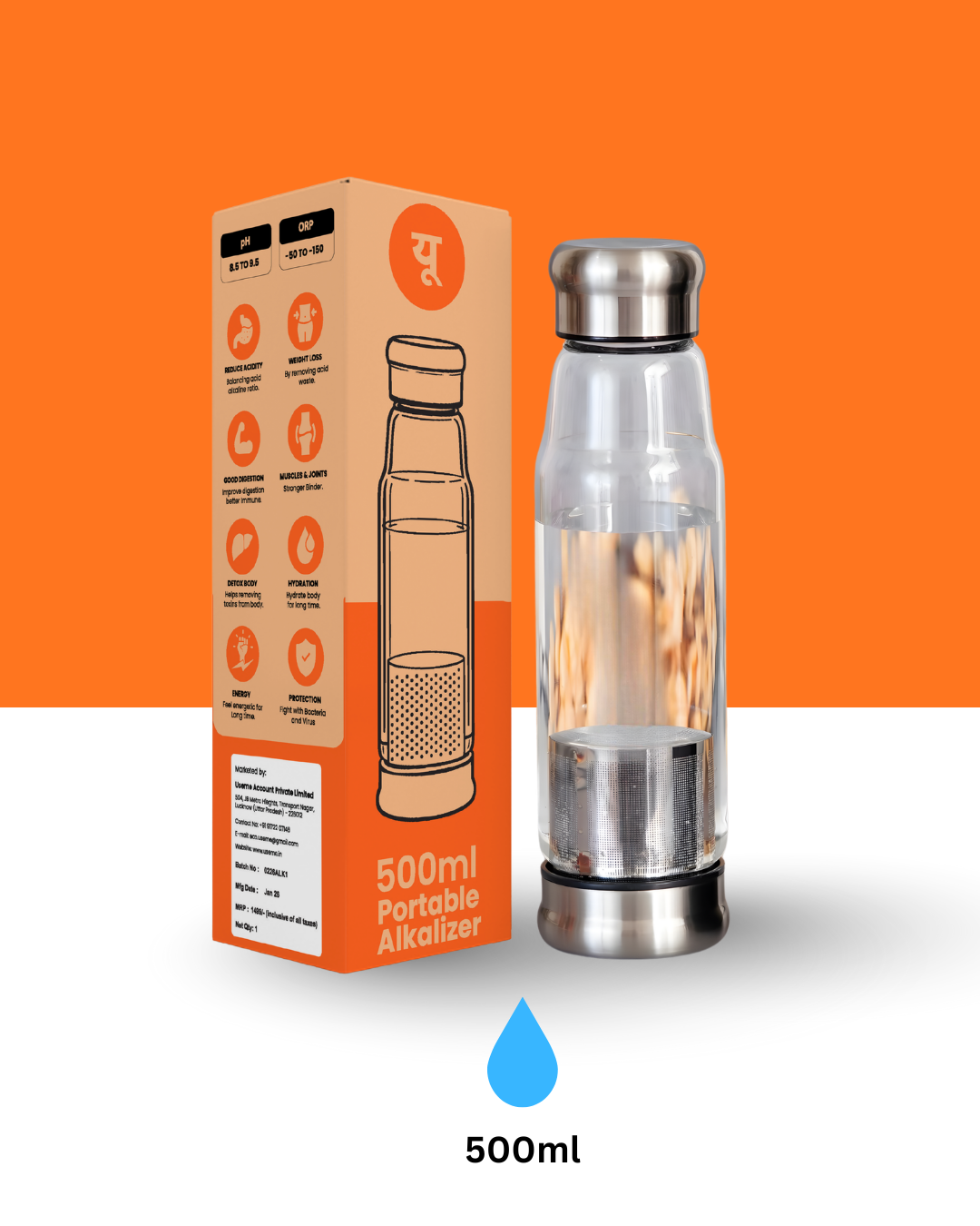 Useme Alkaline Xpert Filter Water Bottle 500ML