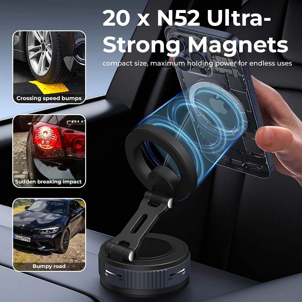 Magneto Magnetic Mobile Holder with Vacuum Grip